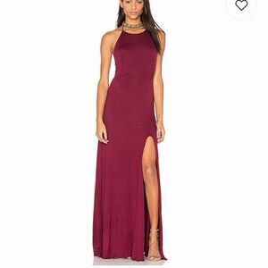 De Lacy Nikki Maxi Dress Merlot Small High Slit Bodycon Modal USA NWT